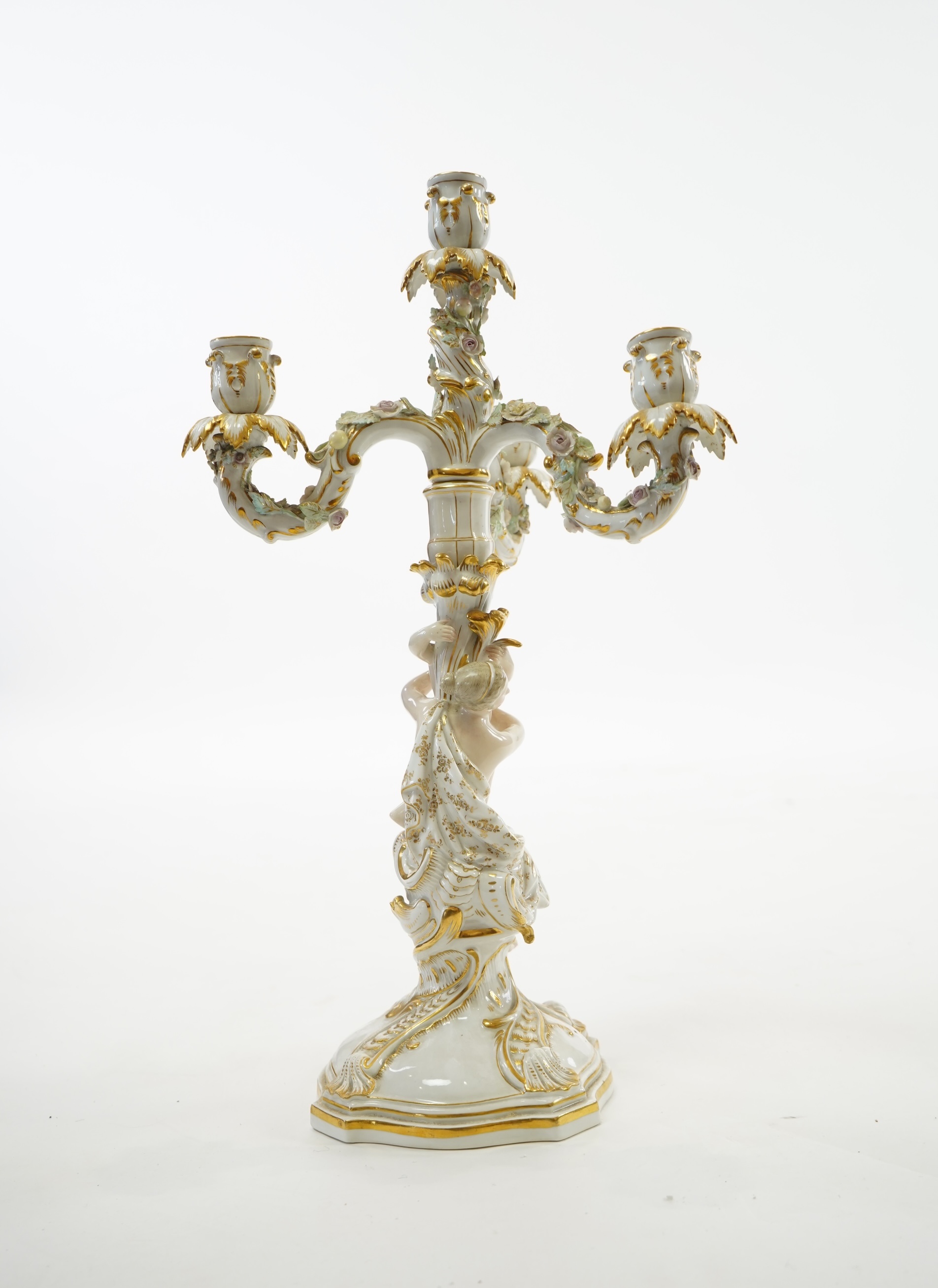 A Meissen figural candelabra, late 19th century